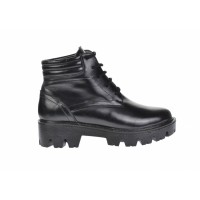 Bocanci dama scurti din piele naturala de culoare neagra Kamely