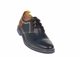 Pantofi barbati casual din piele naturala bleumarin si maro - 501MBLM