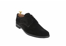Oferta marimea 42 - Pantofi barbati, model casual-elegant,  piele naturala intoarsa, negru - LPAVELN