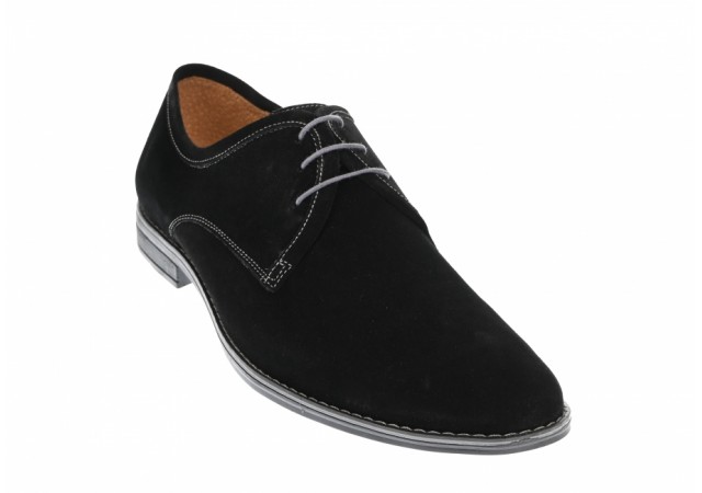 Pantofi barbati casual din piele naturala intoarsa, culoare neagra 336NVEL