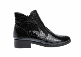 Botine dama negre din piele naturala croco lac NA316N