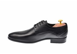 Pantofi barbati eleganti din piele naturala, Negru Texturat, SIR015N