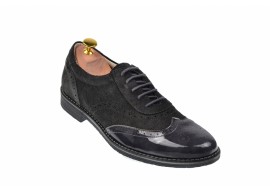Pantofi barbati casual - eleganti din piele naturala gri, cu varf lacuit 870LVG