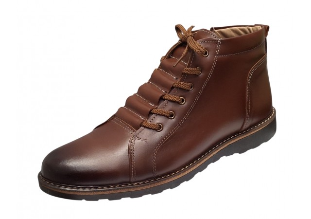 Ghete casual pentru barbati model maro din piele naturala cu fermoar (imblanite) GKR Top 1M