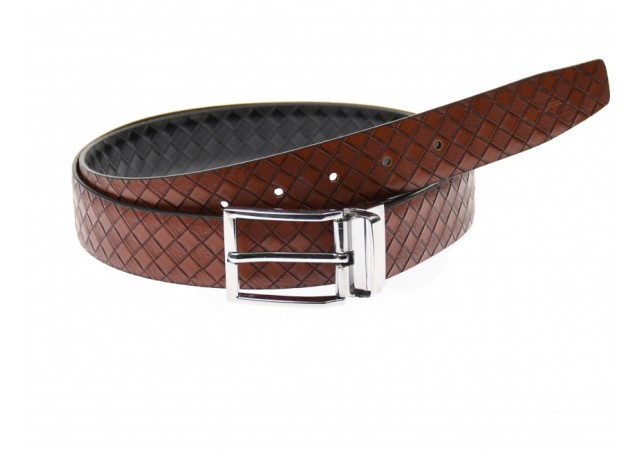 Curea barbati eleganta, din piele naturala, maro  3.5 cm - DR1214NM