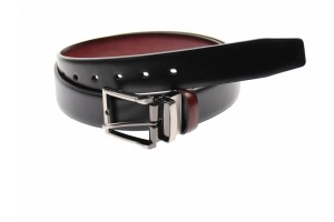 Curea barbati eleganta, din piele naturala neagra si visinie 3.5 cm - DR1210NVIS