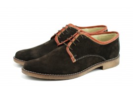 Pantofi barbati casual - eleganti din piele naturala intoarsa maro - PA80MMVEL